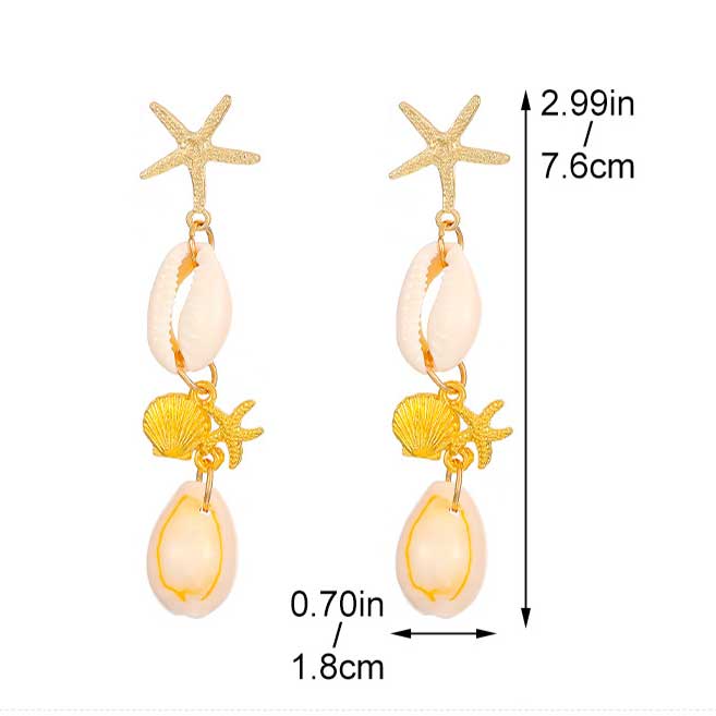 Golden Color Shell Alloy Detail Earrings | picture 