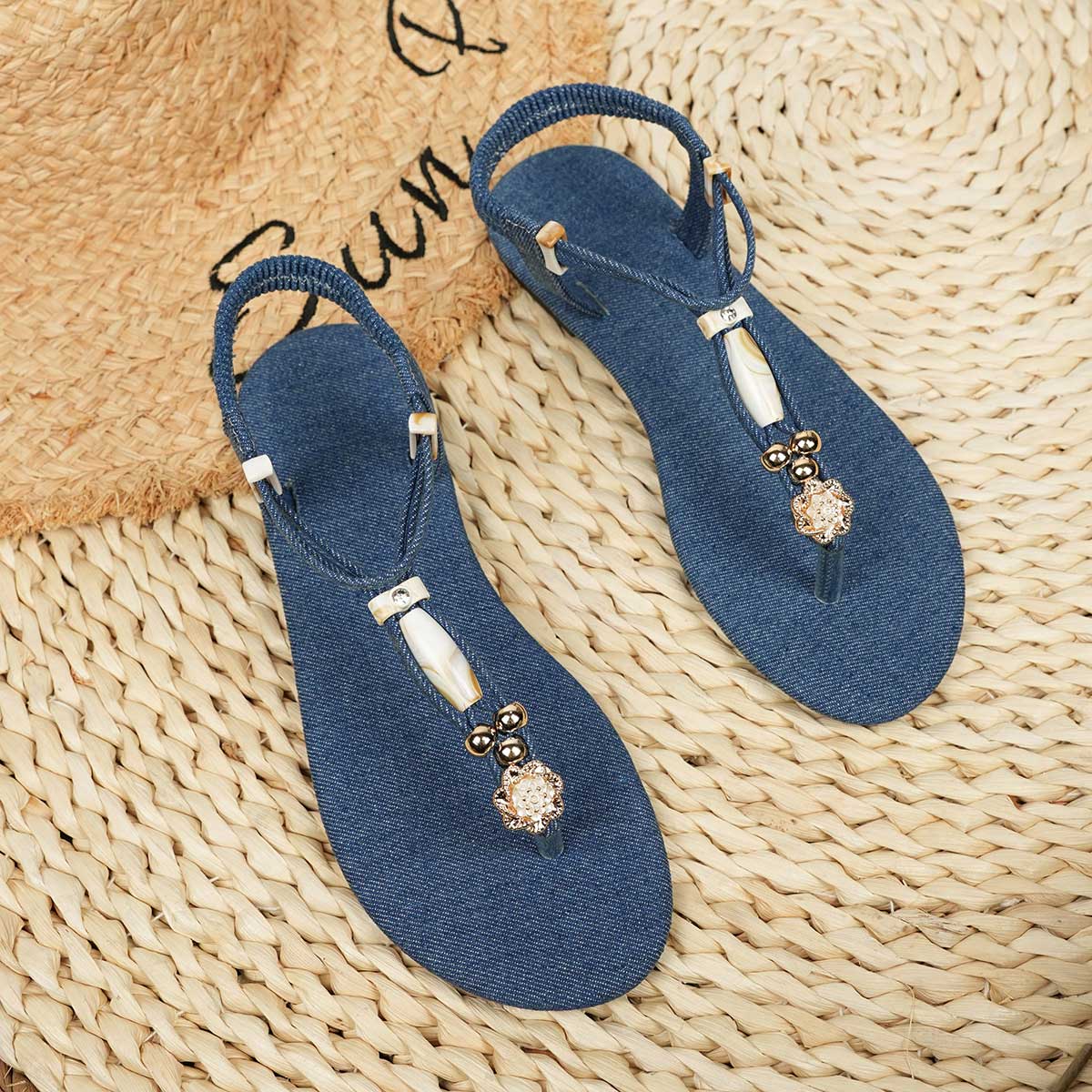 Denim Blue Rubber Toe Post Falt | picture 