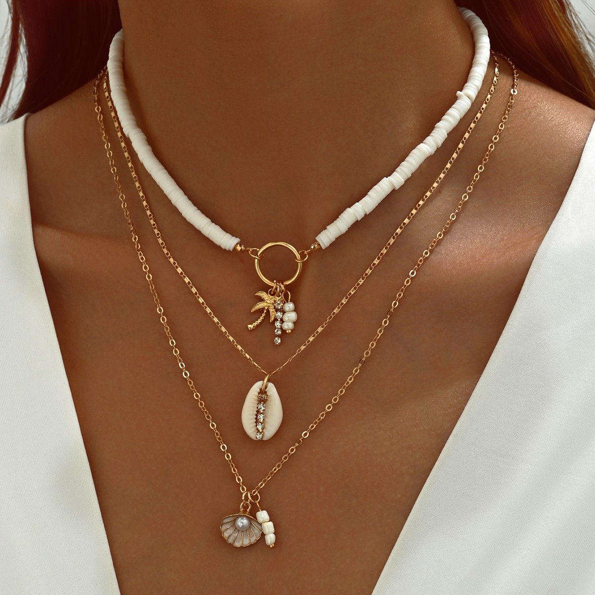 Golden Shell Tree Alloy Necklace Set | picture 