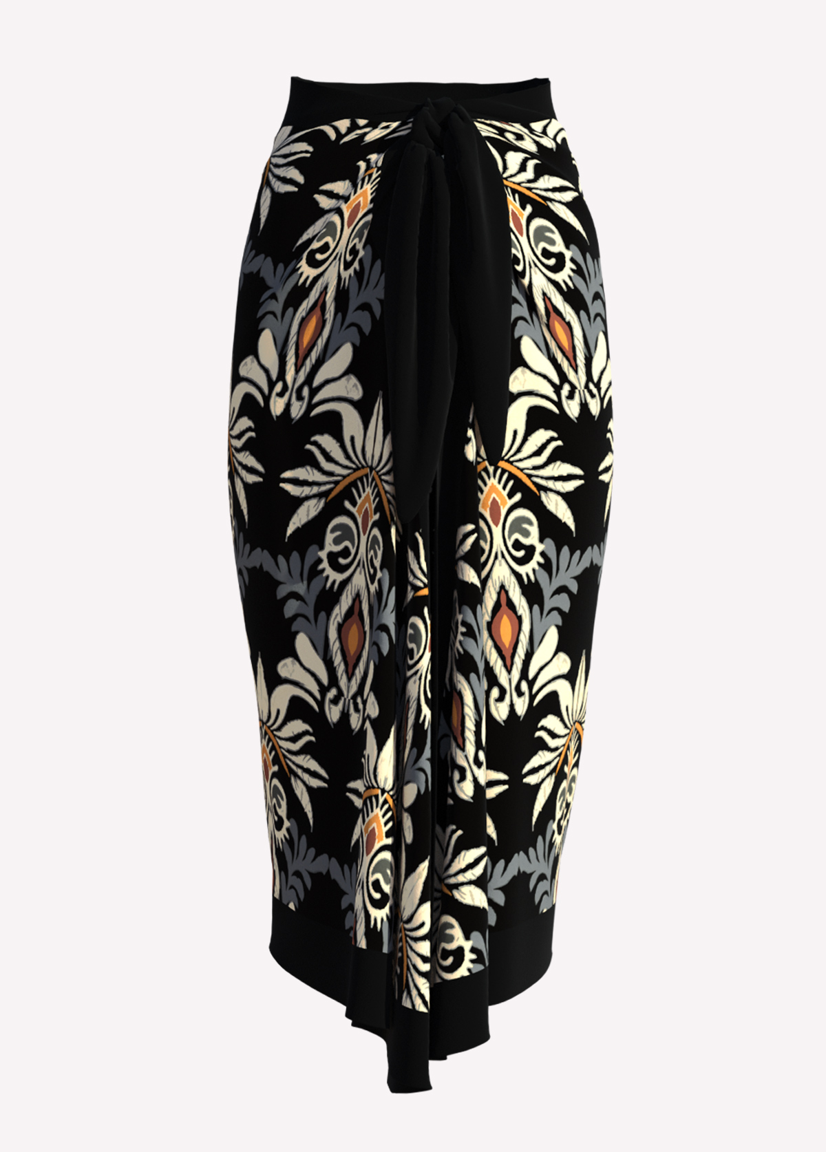 Black Two-piece Tribal Print One Piece Swimwear and Sarong | picture 