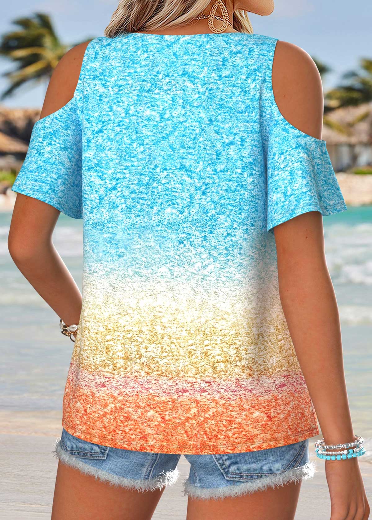 Multi Color Ombre Tie Short Sleeve T Shirt | picture 