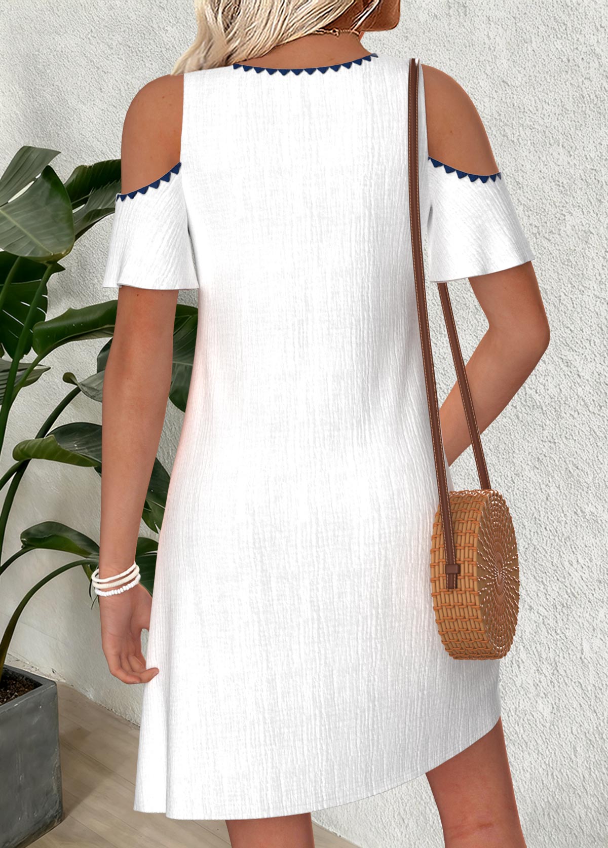 American Flag Raw White Short V Neck Dress | picture 