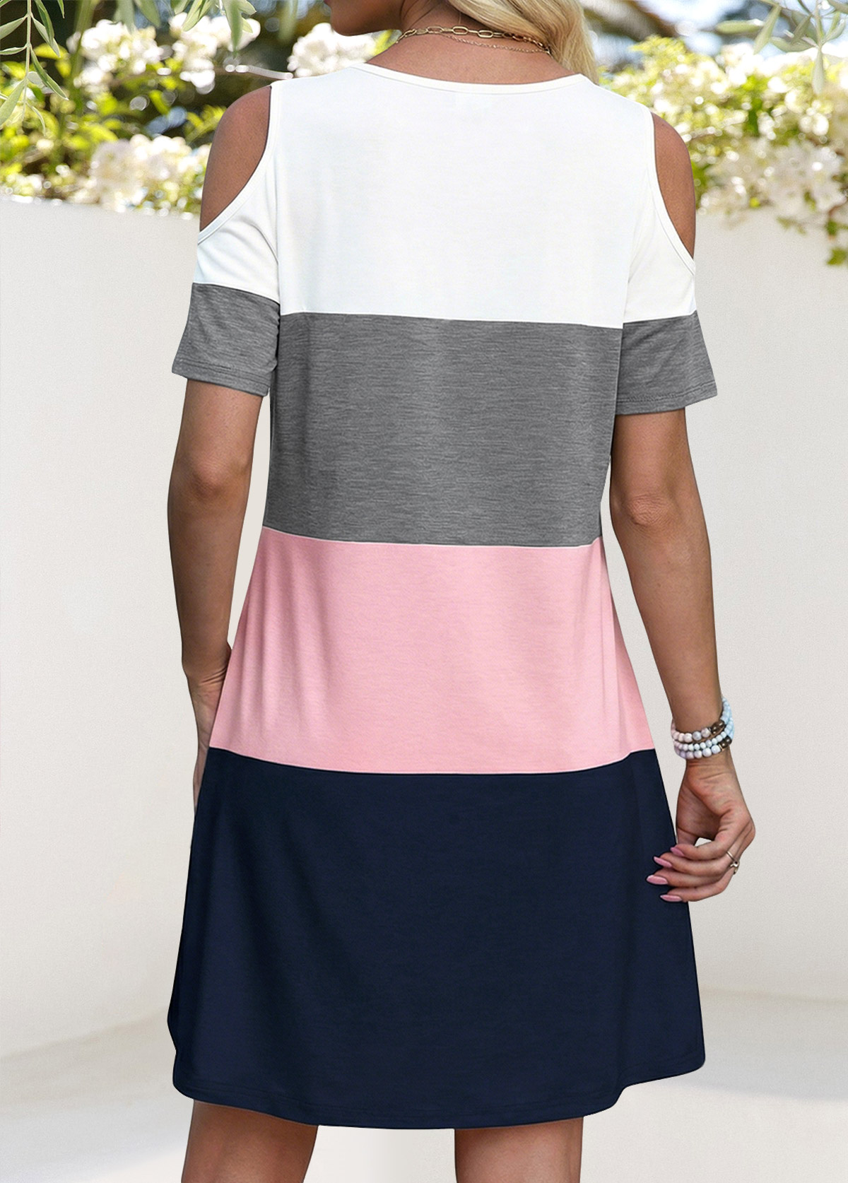 Multi Color Striped Short V Neck Dress | picture 