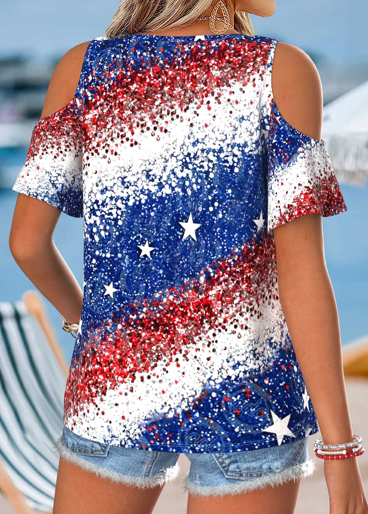 American Flag Multi Color Twist Short Sleeve T Shirt | picture 