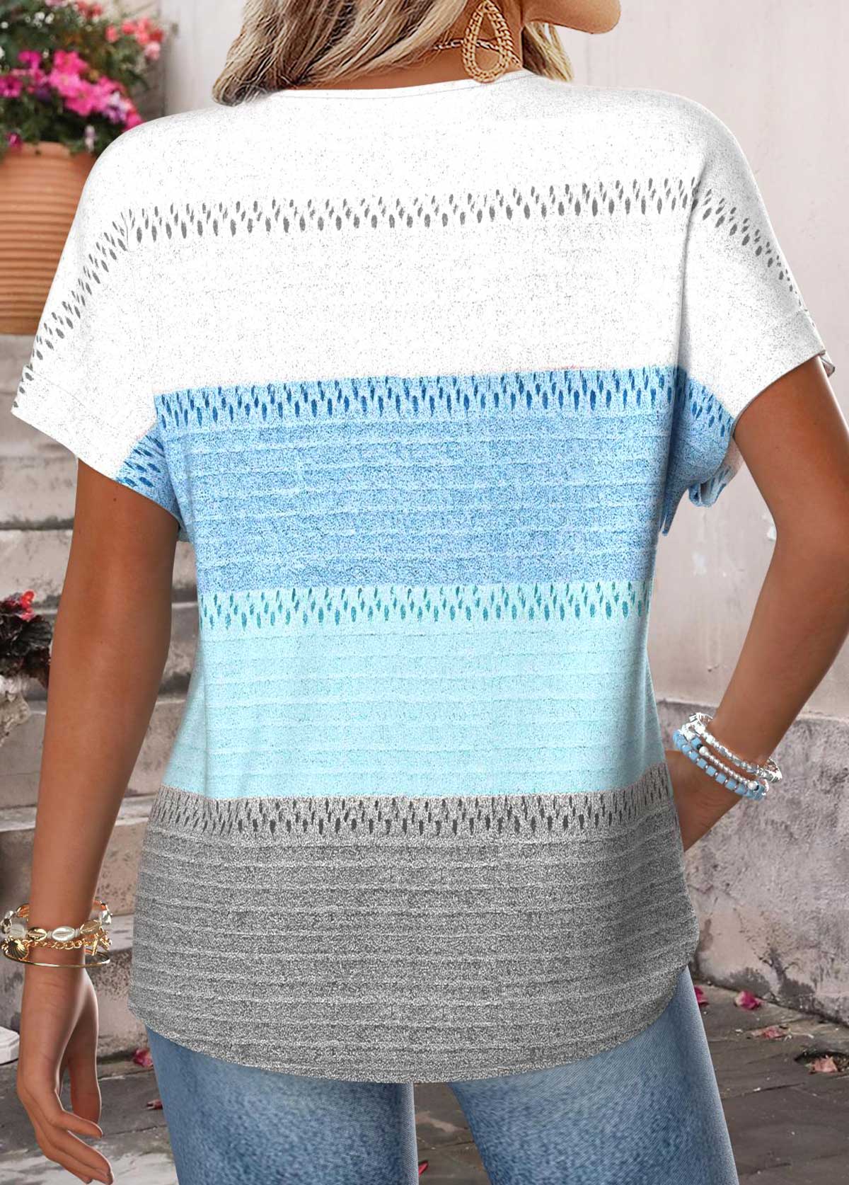 Blue Tummy Coverage Geometric Print T Shirt | picture 