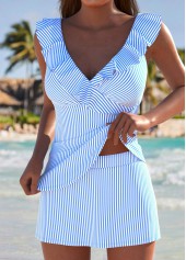 High Waisted Striped Blue Tankini Set | thumb picture 
