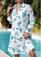 Pocket Butterfly Print White Cover Up | thumb picture 