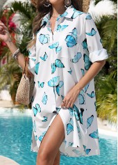 Pocket Butterfly Print White Cover Up | thumb picture 