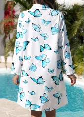 Pocket Butterfly Print White Cover Up | thumb picture 