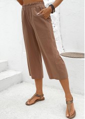 Dark Camel Soft Straight Leg Elastic Waist Pants | thumb picture 