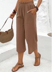 Dark Camel Soft Straight Leg Elastic Waist Pants | thumb picture 
