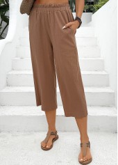 Dark Camel Soft Straight Leg Elastic Waist Pants | thumb picture 