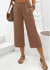 Dark Camel Soft Straight Leg Elastic Waist Pants