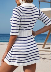 Striped Half Sleeve Blue Cover Up | thumb picture 