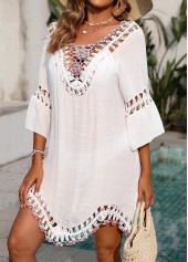 Patchwork Hollow Out White Cover Up | thumb picture 