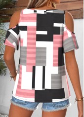 Multi Color Geometric Print Tie Short Sleeve T Shirt | thumb picture 