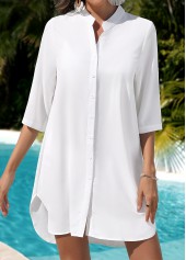 Tummy Coverage Button White Cover Up
