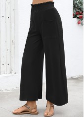 Black Soft Wide Leg Elastic Waist High Waisted Pants | thumb picture 