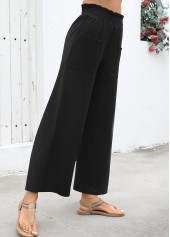 Black Soft Wide Leg Elastic Waist High Waisted Pants | thumb picture 