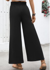 Black Soft Wide Leg Elastic Waist High Waisted Pants | thumb picture 