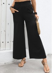 Black Soft Wide Leg Elastic Waist High Waisted Pants | thumb picture 