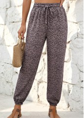 Gray Brown Leopard Jogger Elastic Waist High Waisted Pants | thumb picture 