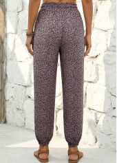 Gray Brown Leopard Jogger Elastic Waist High Waisted Pants | thumb picture 