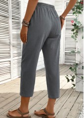 Grey Straight Leg Elastic Waist High Waisted Pants | thumb picture 