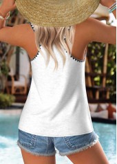 Raw White Letter Print Curved Hem Sleeveless Tank Top | thumb picture 
