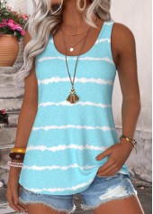Light Blue Tie Dye Print Tummy Coverage Tank Top | thumb picture 