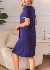 Navy Short Sleeve Scoop Neck Nightdress | thumb picture 