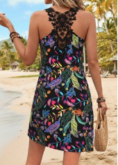 Multi Color Leaf Print Short Tummy Coverage Sleeveless Dress | thumb picture 