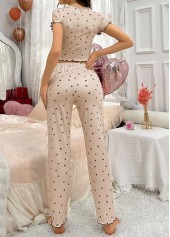 Light Coffee Heart Print Lounge Top and Pants | thumb picture 