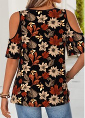 Multi Color Floral Print Curved Hem T Shirt | thumb picture 