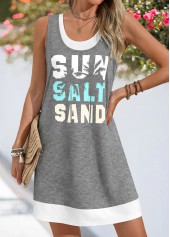 Dark Grey Marl Letter Print Patchwork Sleeveless Dress | thumb picture 