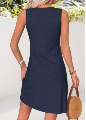 Navy Tummy Coverage Short Sleeveless V Neck Dress | thumb picture 