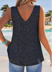 Dark Grey Letter Print Tie Strappy Tank Top | thumb picture 