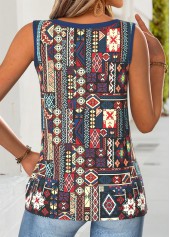 Multi Color Tribal Print Button Sleeveless Tank Top | thumb picture 