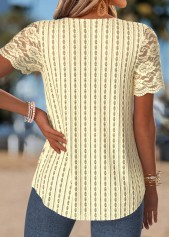 Light Yellow Asymmetry Short Sleeve Round Neck T Shirt | thumb picture 