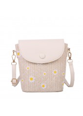Light Camel Daisy Print Magnetic Flowers Crossbody Bag