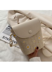 Light Camel Daisy Print Magnetic Flowers Crossbody Bag | thumb picture 