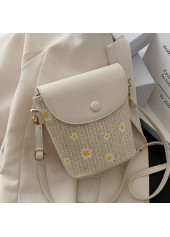 Light Camel Daisy Print Magnetic Flowers Crossbody Bag | thumb picture 