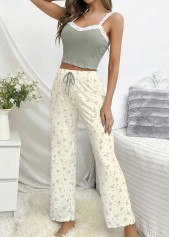 Sage Green Ditsy Floral Print Lounge Top and Pants | thumb picture 