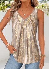 Light Green Tropical Plants Print Tummy Coverage Tank Top