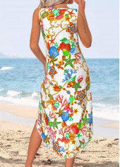 Multi Color Marine Life Print Tummy Coverage Sleeveless Dress | thumb picture 