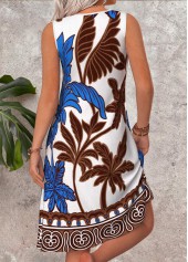 Dark Coffee Leaf Print Tummy Coverage Sleeveless Dress | thumb picture 