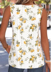 Light Yellow Fruit Printing Tummy Coverage Sleeveless Tank Top | thumb picture 