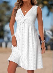 White Short Tummy Coverage Sleeveless V Neck Dress | thumb picture 