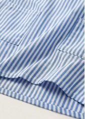 Blue Striped Short Patch Pocket Sleeveless Scoop Neck Dress | thumb picture 