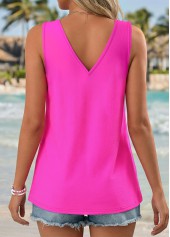 Hot Pink Tropical Plants Print Tie Strappy Tank Top | thumb picture 
